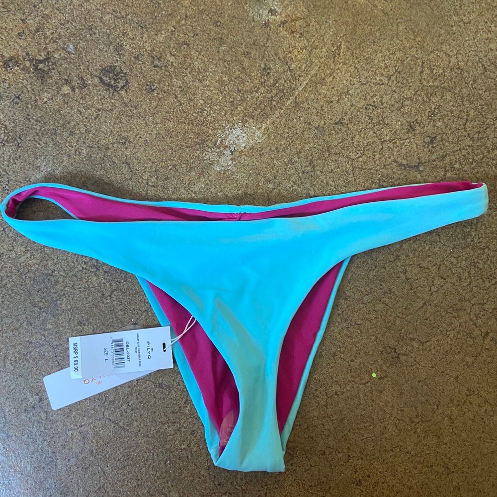 NWT Pilyq Reversible Bikini Swim Bottoms Large Teeny